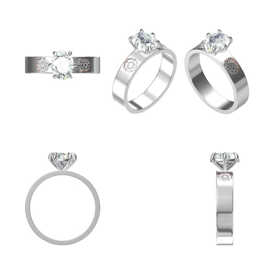 2 Ct Oval Cut Moissanite Flower Filigree Design Solitaire Engagement Ring 