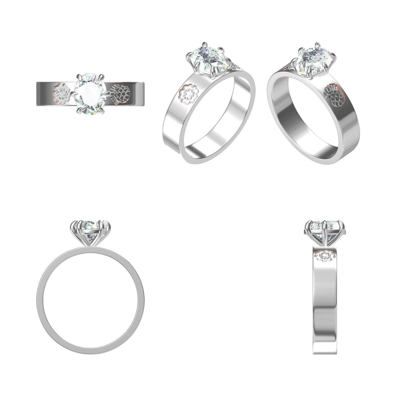 2 Ct Oval Cut Moissanite Flower Filigree Design Solitaire Engagement Ring