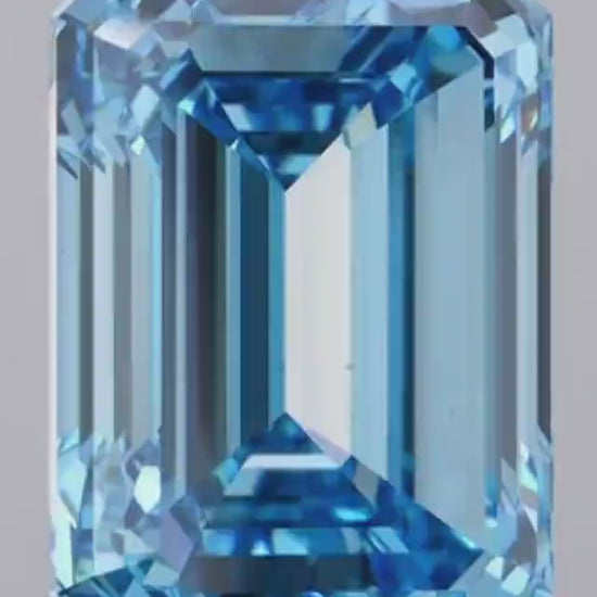 Fancy Vivid Blue Emerald Cut Lab Grown Diamond