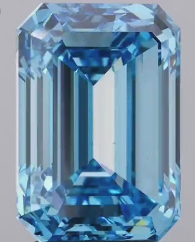Fancy Vivid Blue Emerald Cut Lab Grown Diamond