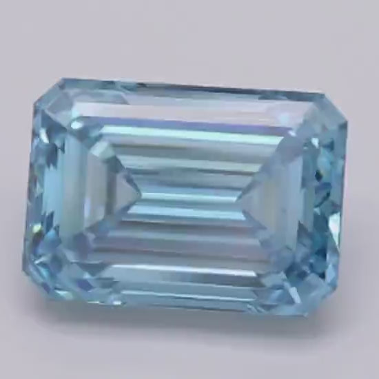 Certified Fancy Vivid Blue Emerald Cut Lab Grown Diamond