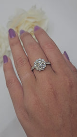 1.21 CT Round Cut Moissanite Halo Accent Ring