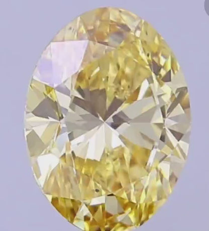 Fancy Vivid Yellow Oval Cut Lab Grown Loose Diamond