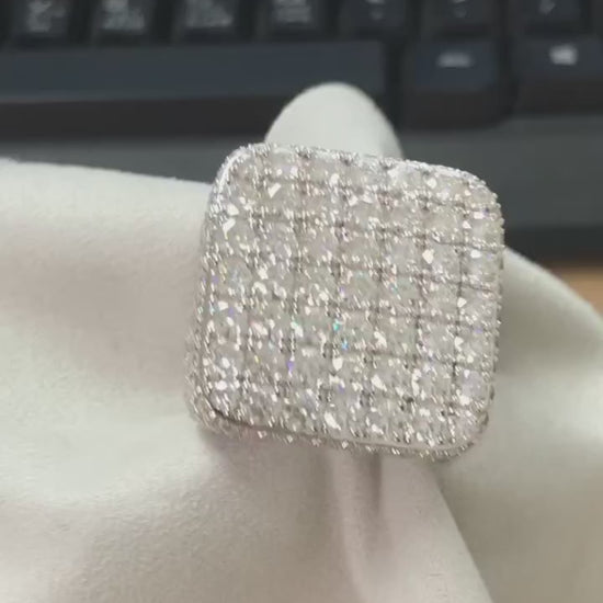 Iced Out Square Design VVS Moissanite Diamond Men's Ring 