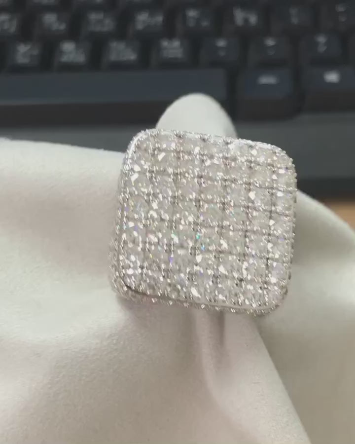 Iced Out Square Design VVS Moissanite Diamond Men's Ring 