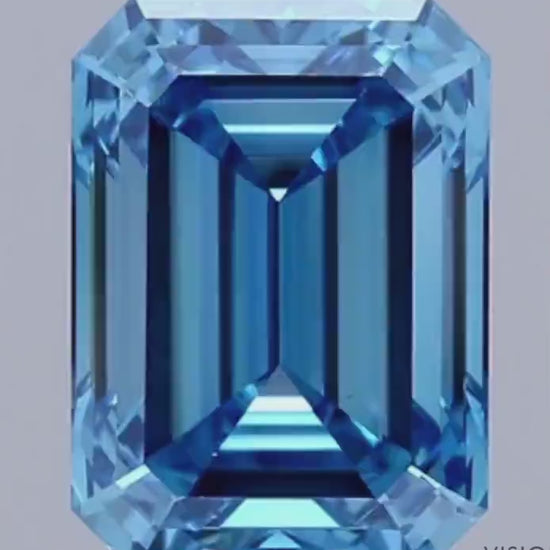IGI Certified Fancy Vivid Blue Emerald Cut Lab Grown Diamond
