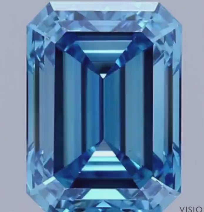 IGI Certified Fancy Vivid Blue Emerald Cut Lab Grown Diamond
