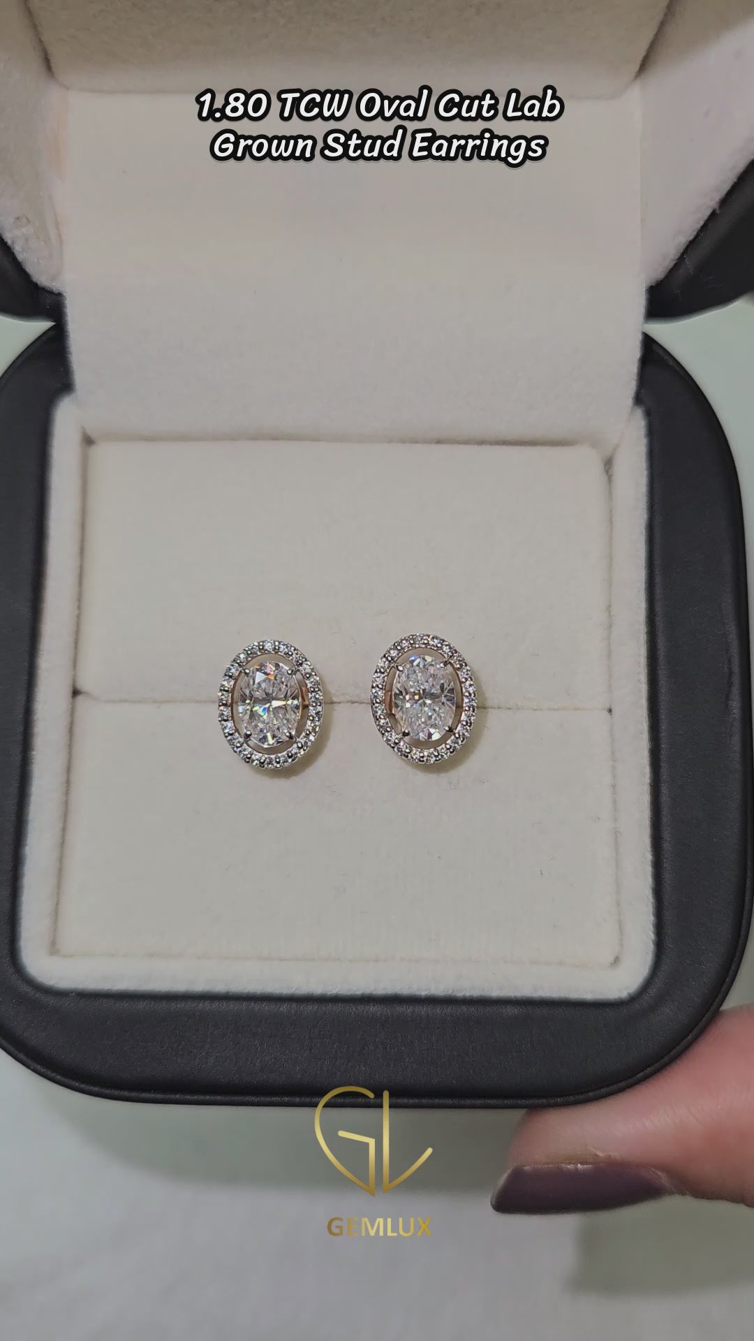 Lab Grown Oval Cut Halo Stud Earrings