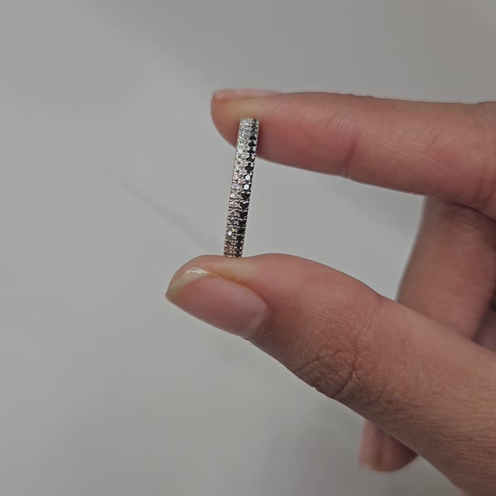 Black & White Round Moissanite Diamond Eternity Wedding Band