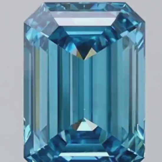 Fancy Vivid Blue Emerald Cut Lab Grown Loose Diamond