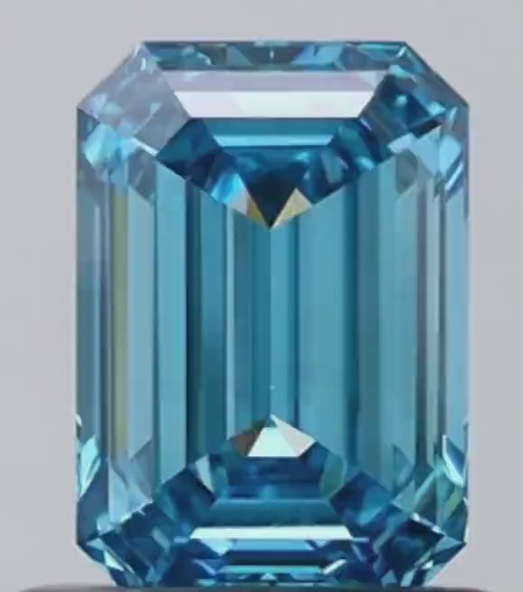 Fancy Vivid Blue Emerald Cut Lab Grown Loose Diamond
