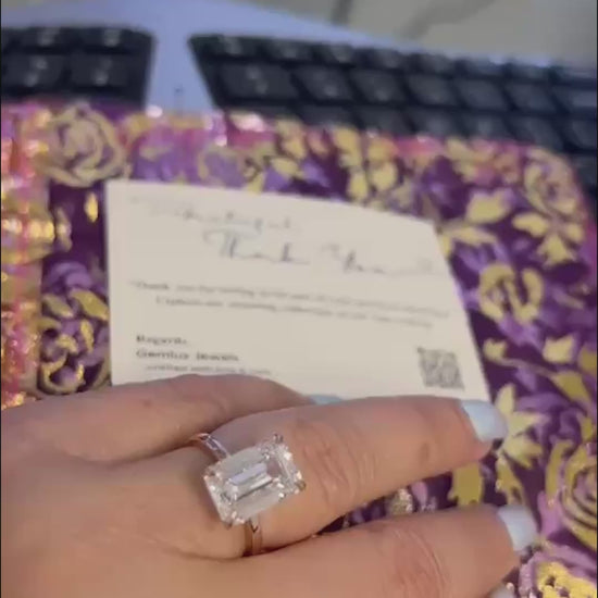 5.3 ct emetald cut lab grown diamond ring

