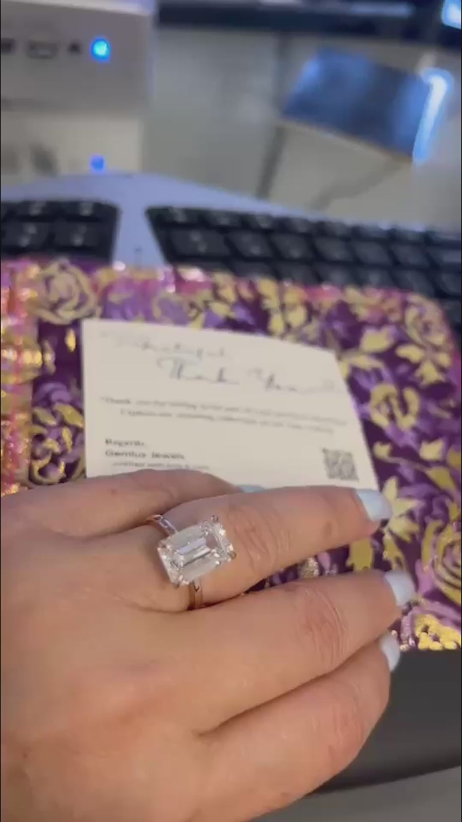 5.34ct Emerald Cut Lab Grown Solitaire Engagement Ring