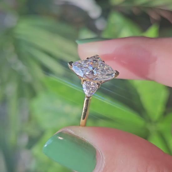 Marquise Cut Moissanite Three Stone Ring