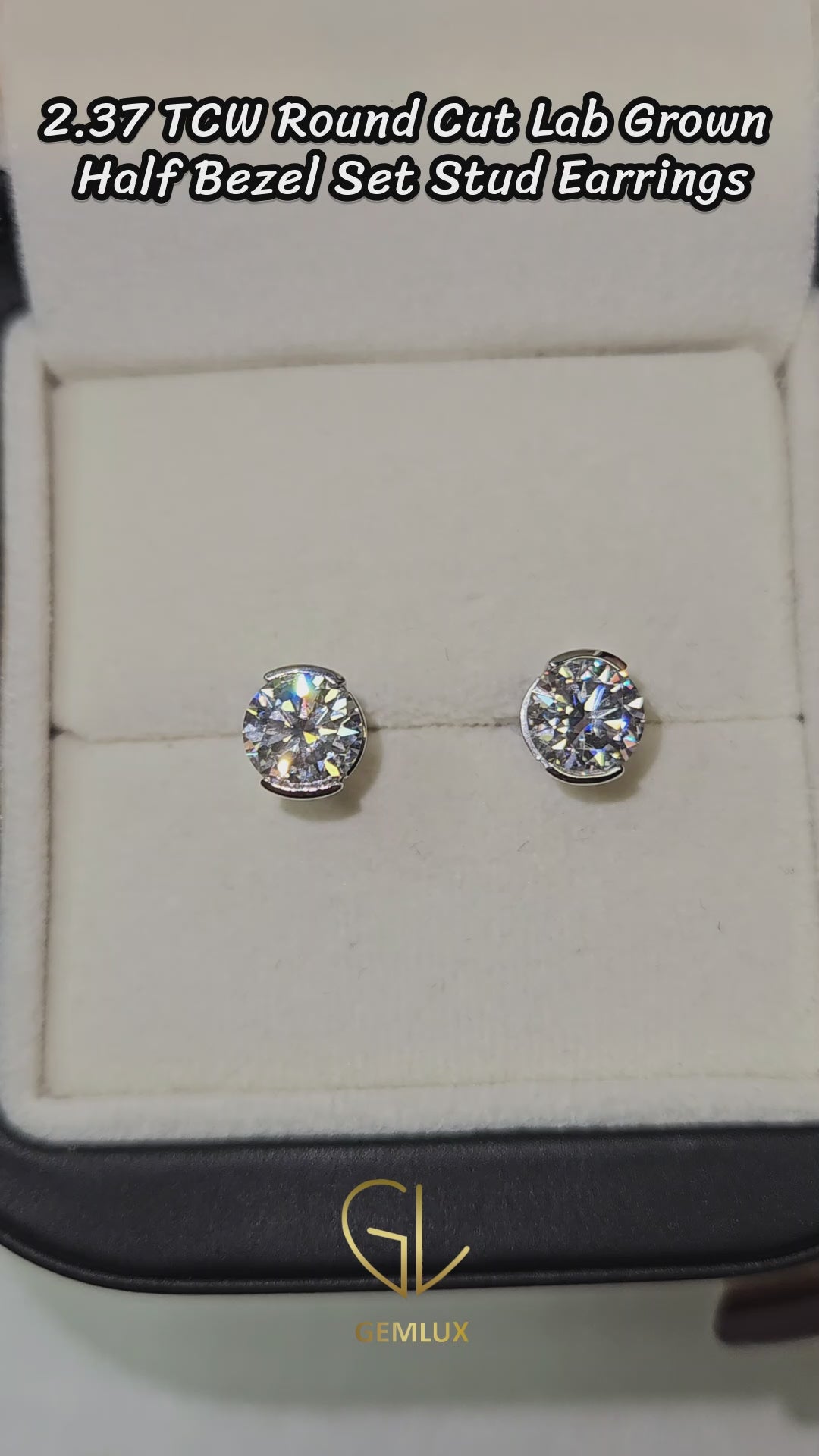 round cut bezel set stud earrings

