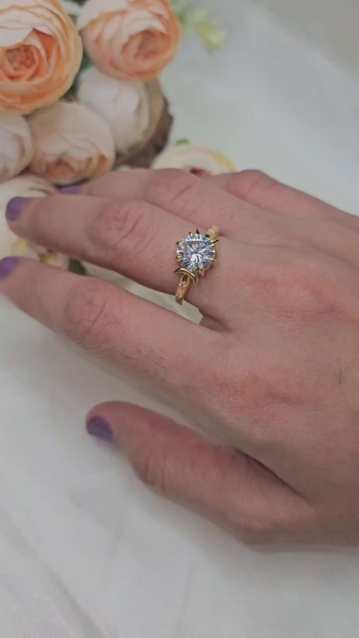 Round Lab Grown Celestial Wedding Ring