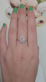 Cushion Cut Moissanite Diamond Halo Engagement Ring
