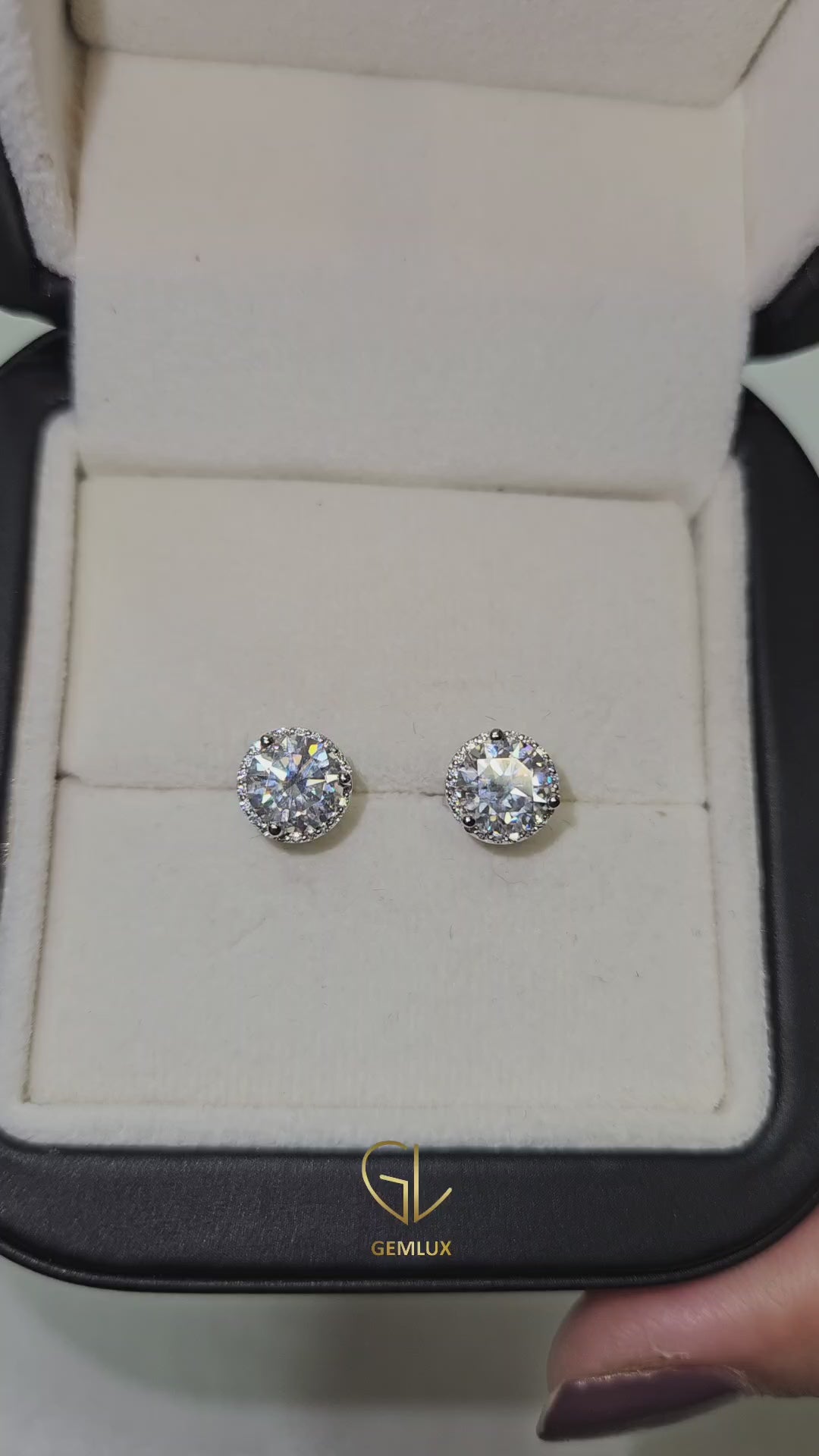 Round Cut Moissanite Halo Earrings