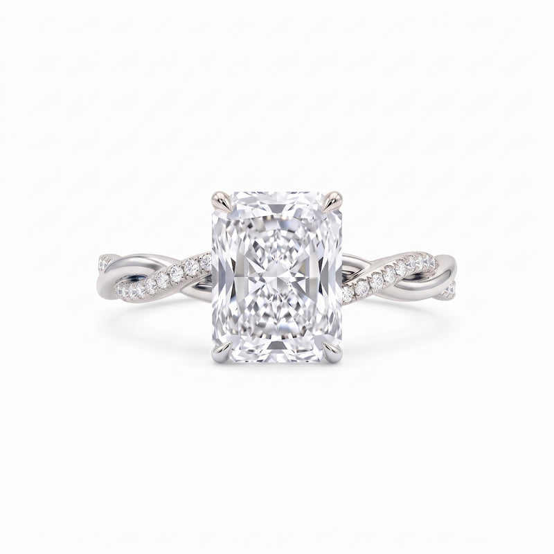 Radiant-Cut Lab-Grown Diamond Twisted Band Engagement Ring