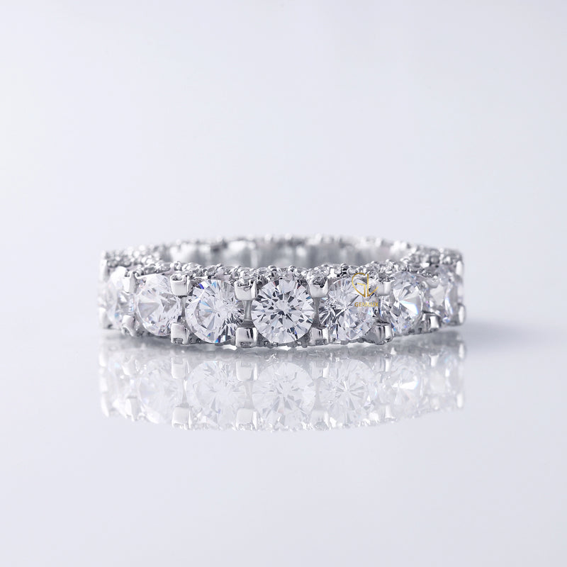 Round Moissanite Eternity Wedding Band