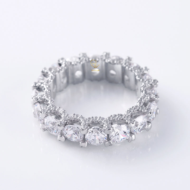 Round Moissanite Eternity Wedding Band
