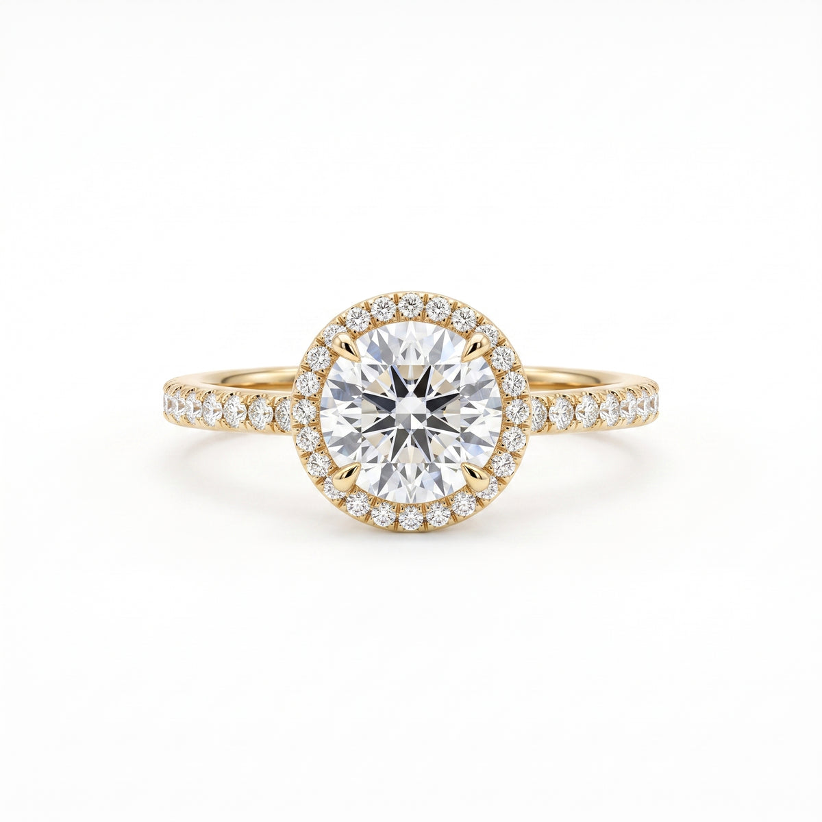 Round Cut Diamond Halo Pavé Engagement Ring