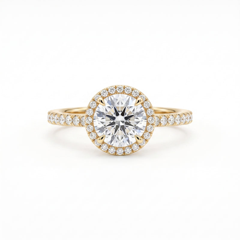 Round Cut Diamond Halo Pavé Engagement Ring
