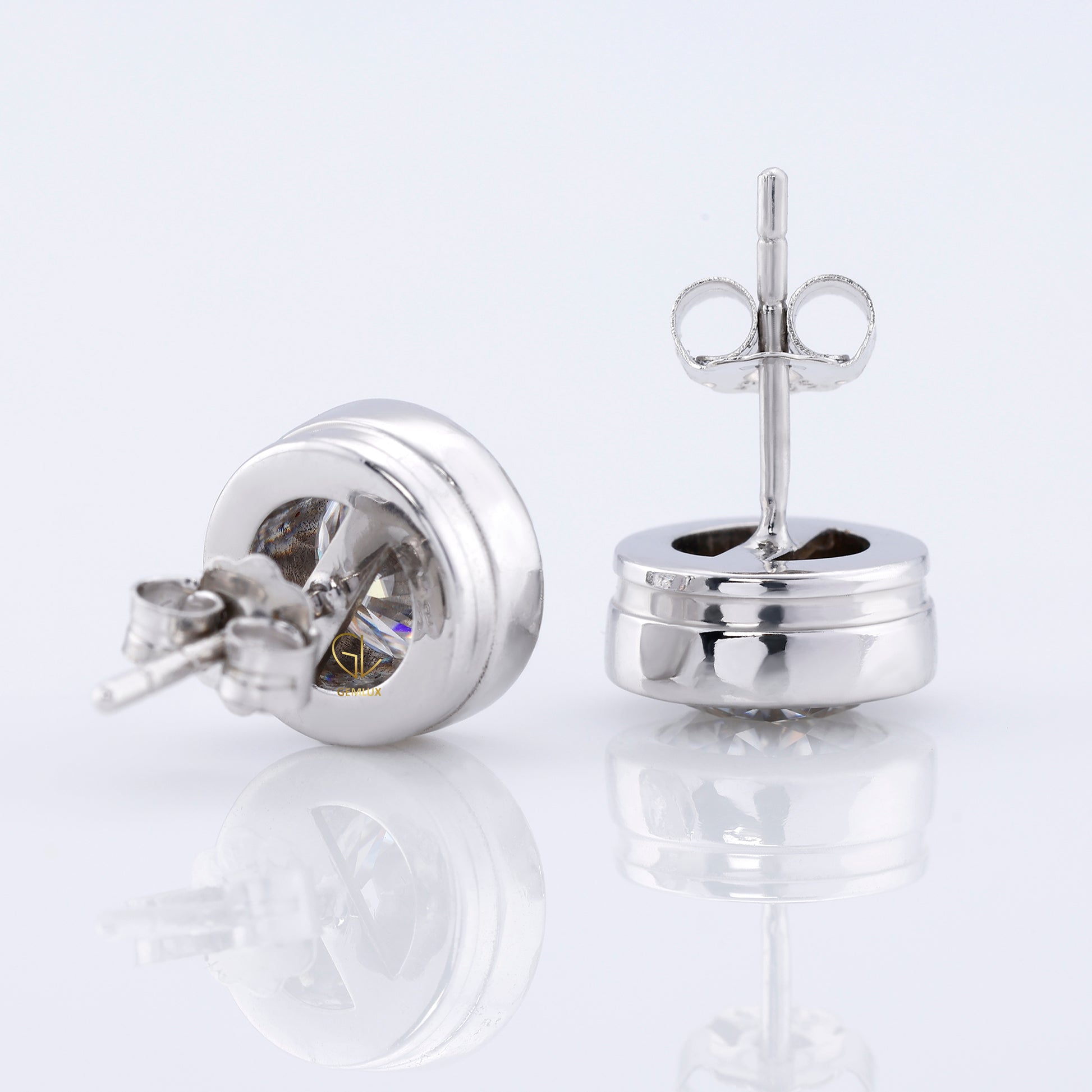Lab Grown Round Cut Bezel Set Earrings
