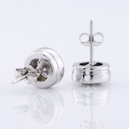 Lab Grown Round Cut Bezel Set Earrings