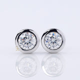 Bezel Set Round Cut Moissanite Stud Earrings