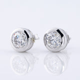 Bezel Set Round Cut Moissanite Stud Earrings
