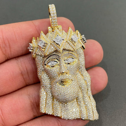 Iced Out Moissanite Diamond Crown Jesus Hip Hop Pendant