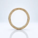Vintage engraved milgrain wedding band, side angle, Gemlux Wedding Collection