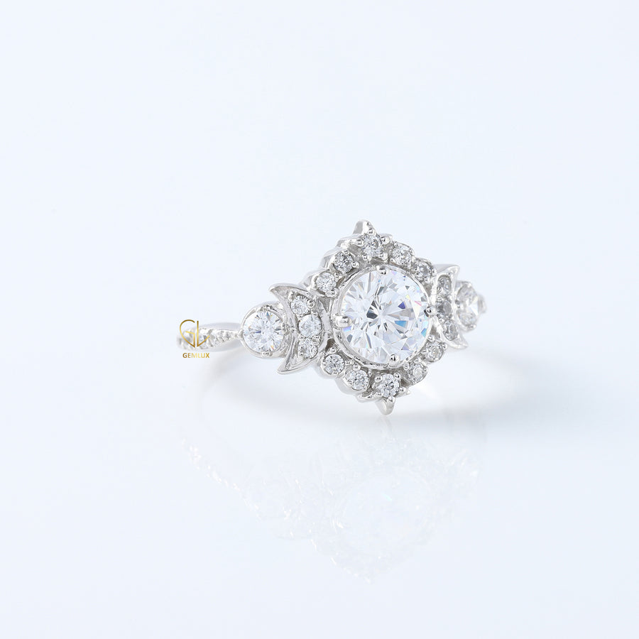 Vintage Style 1 Ct Round Cut Lab Grown Diamond Edwardian Ring