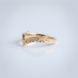 Wave feather contour wedding band, side angle, Gemlux Wedding Collection